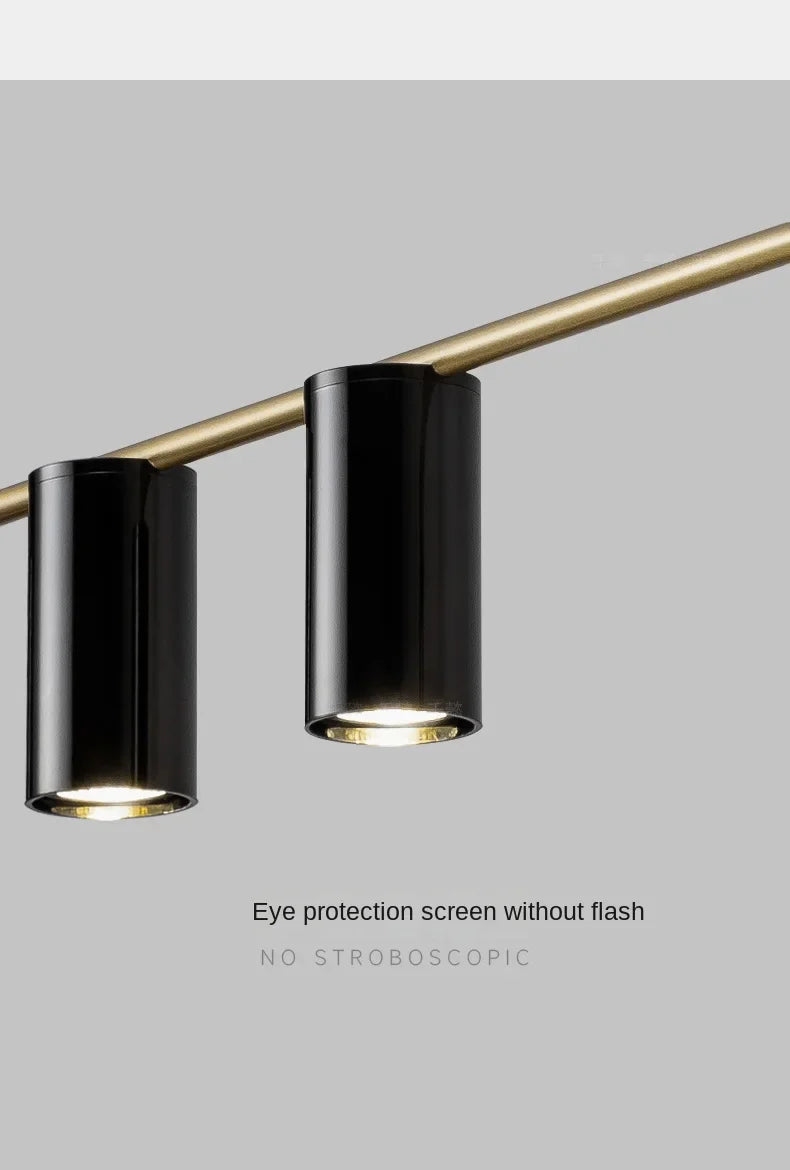 Modern Long Chandelier Pendant Light – Black Gold LED Ceiling Lamp