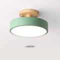 Nordic Macaron LED Ceiling Light – Round Wood & Acrylic, 4 Colors