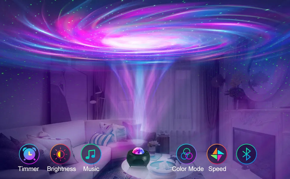 Stars Galaxy Projector Night Light – USB, Atmosphere Lamp for Bedroom & Living Room