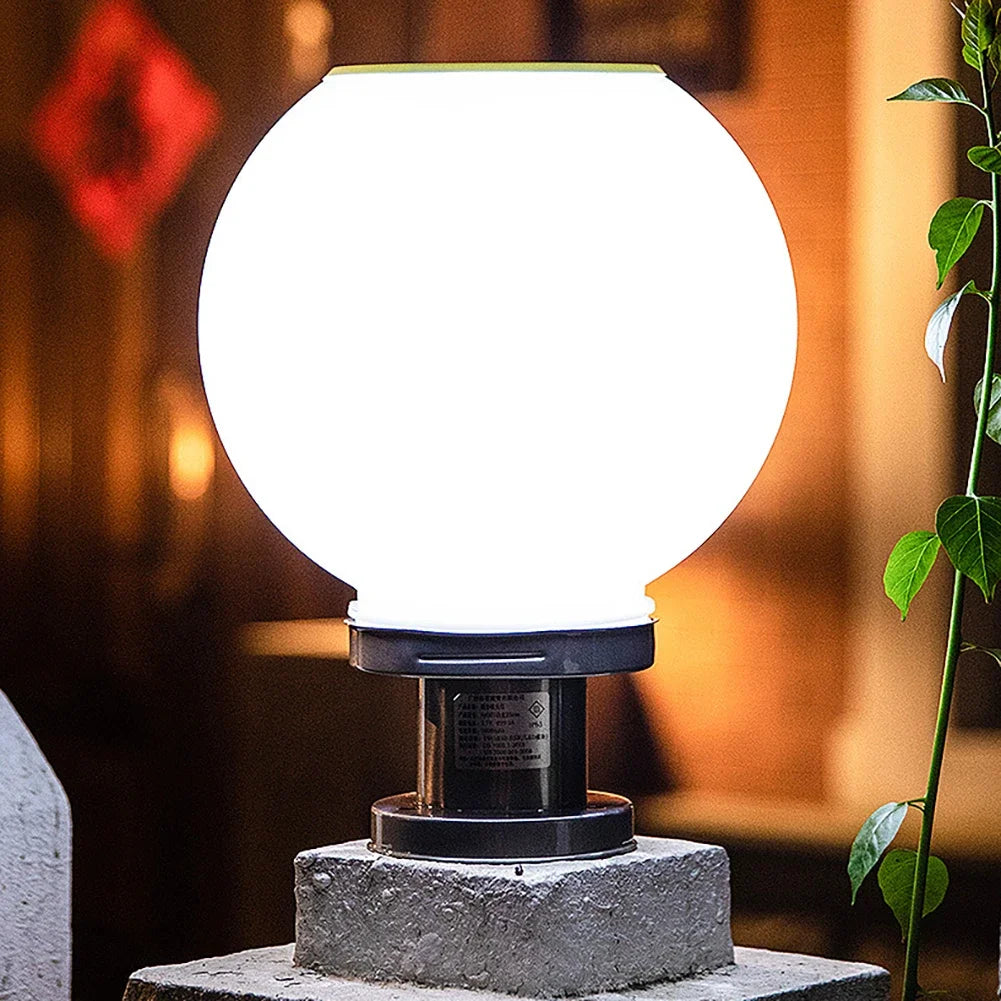 Solar Round Ball Column Lamp – Outdoor Garden & Courtyard Light