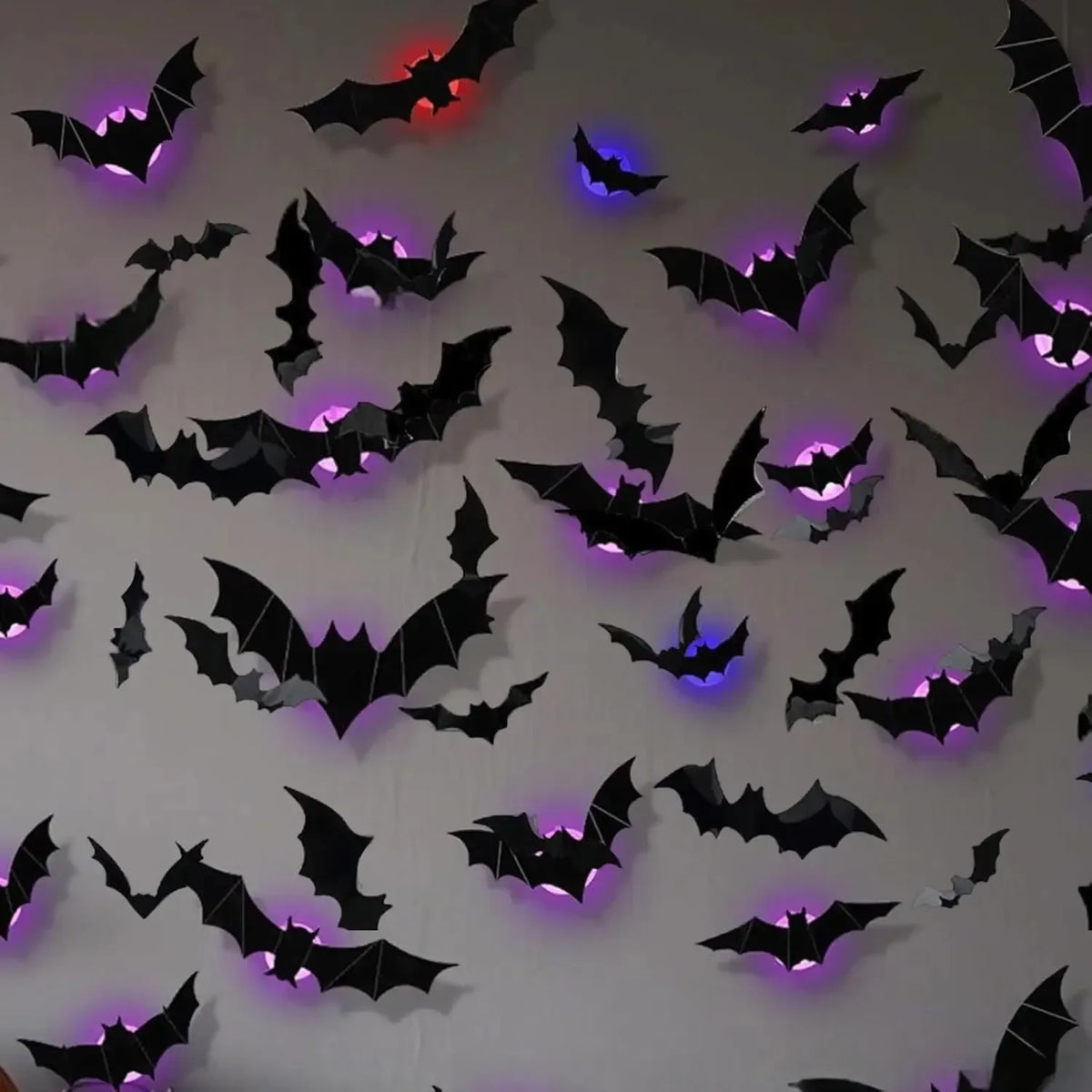 Halloween 3D Bat & Spider LED Wall Stickers
