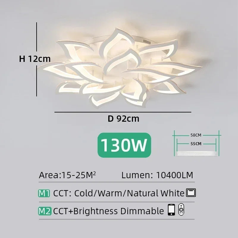 Nordic Smart LED Ceiling Lamp – APP & Remote Control, 5–18 Heads, Dimmable