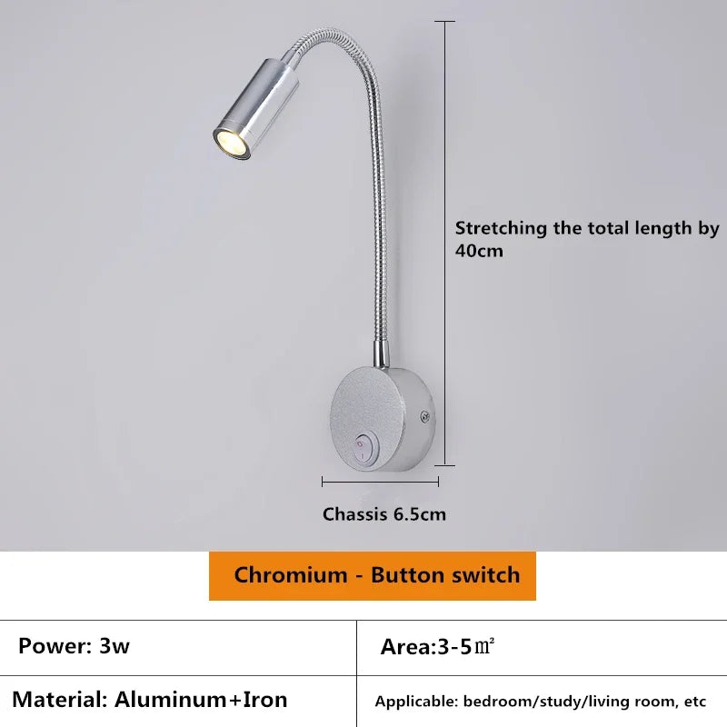 LED Gooseneck Wall Lamp – 360° Rotating Spotlight
