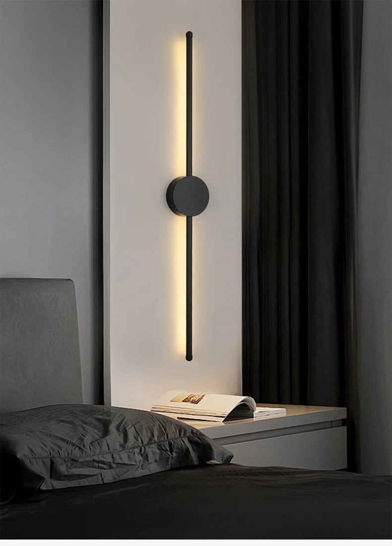 Modern Black LED Bar Wall Lamp – Dimmable, 60/80/100 cm