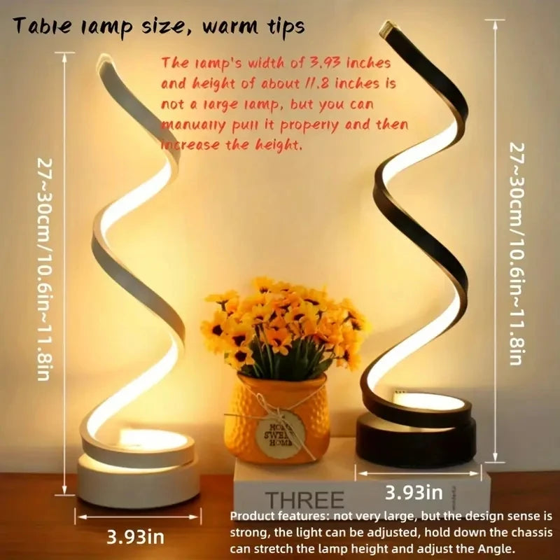 Prigušiva spiralna stolna lampa na dodir – USB noćna svjetiljka | AlohaHome