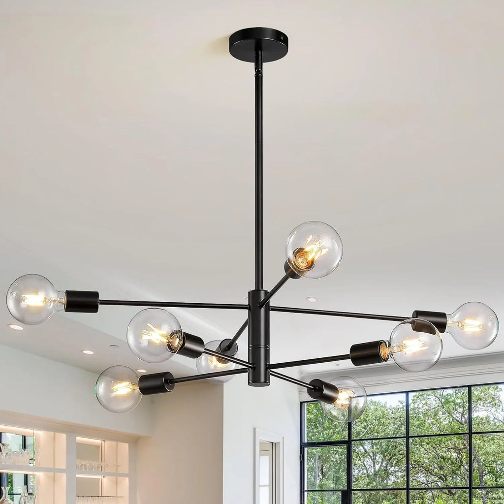 Modern E27 Chandelier – 6, 8, 10 or 12 Heads | Gold, Chrome & Black