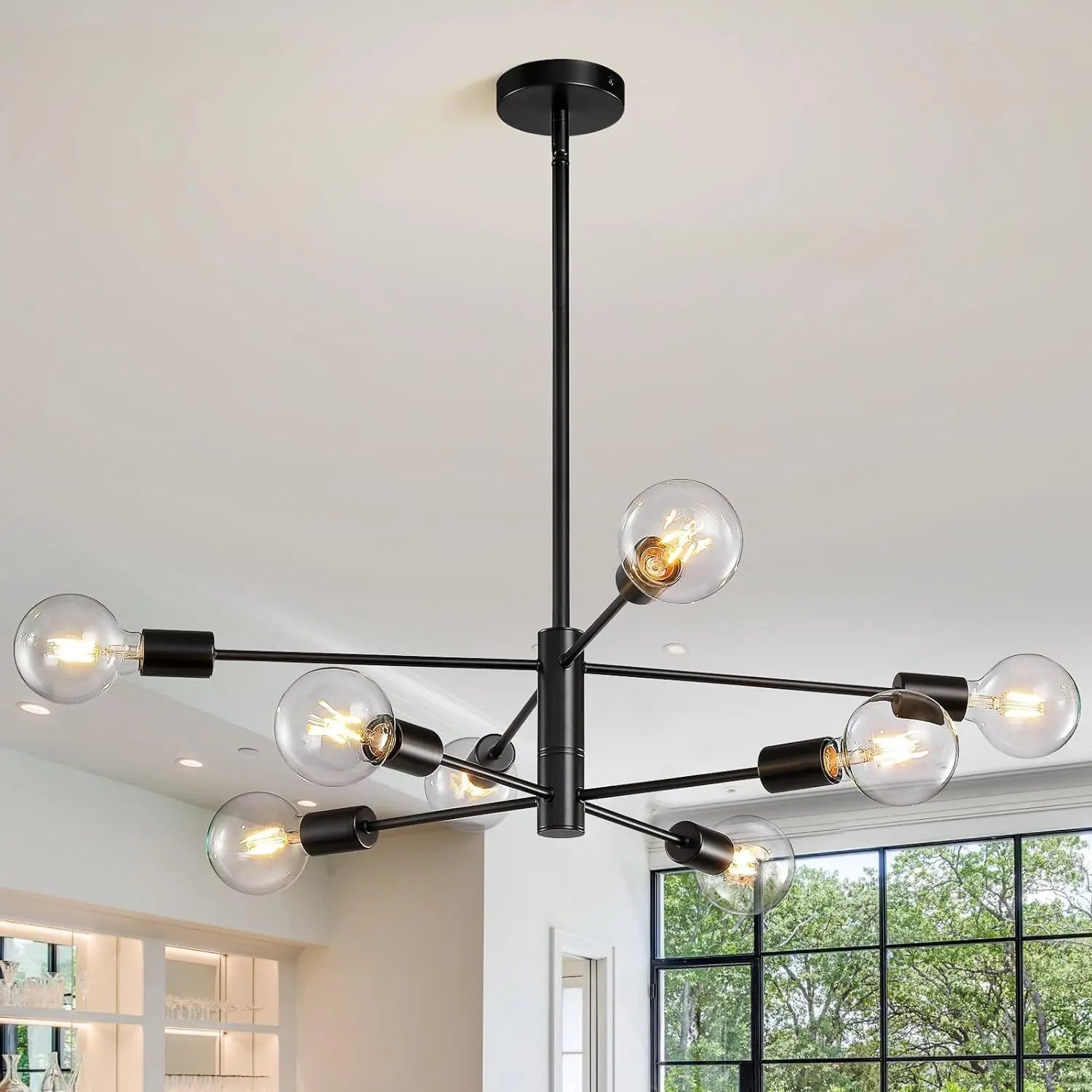 Modern E27 Chandelier – 6, 8, 10 or 12 Heads | Gold, Chrome & Black