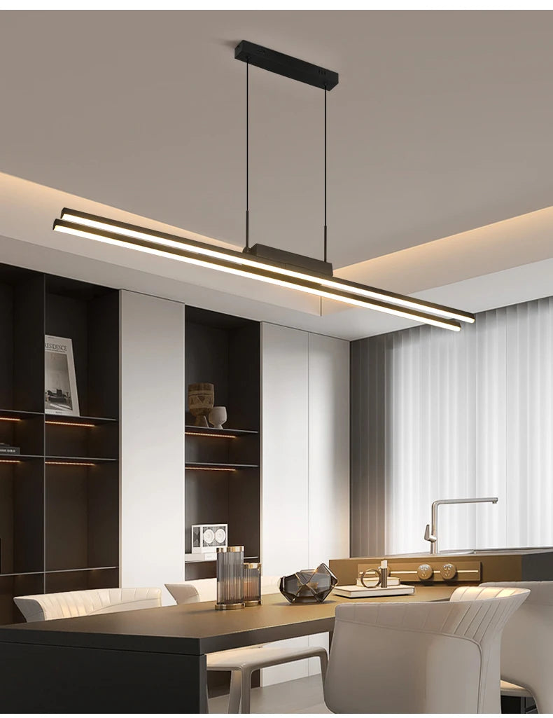 Modern Minimalist LED Pendant Light – Gold Linear Chandelier