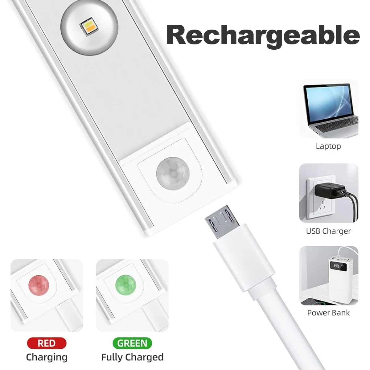 Ultra-Slim LED Motion Sensor Cabinet Light – USB Rechargeable
