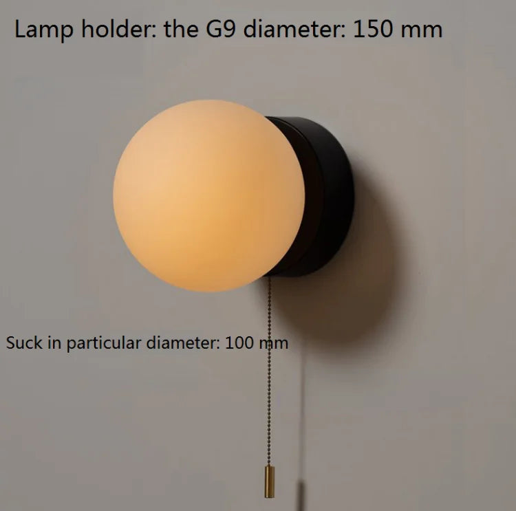 Nordic Frosted Glass Wall Lamp – G9 LED, Round Japanese Style