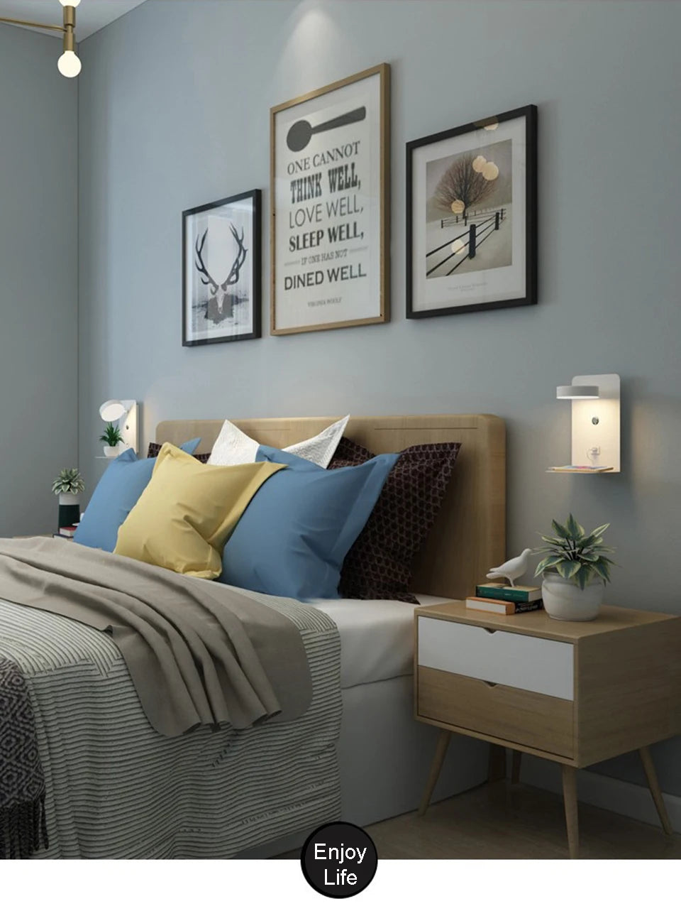 Modern LED Wall Lamp with Switch – Adjustable, 3 Color Modes