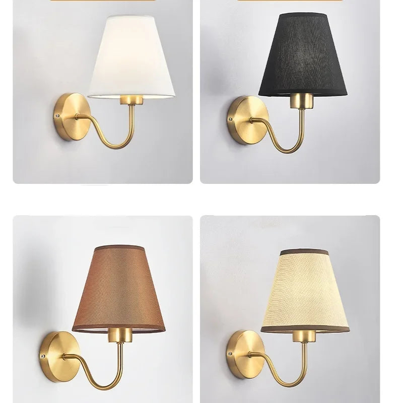 Retro E27 Fabric Wall Lamp – Iron & Cloth, 4 Shade Colors