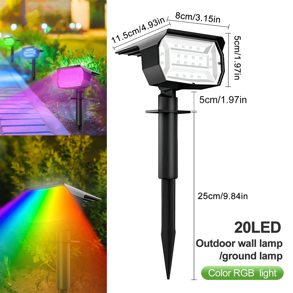 Solar-Landschaftsstrahler | 68–72 LEDs | 3 Modi | IP65